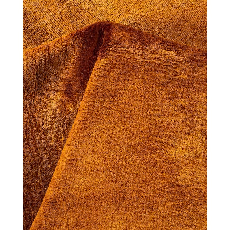 Overton Hand Knotted Wool Vintage Inspired Modern Contemporary Overdyed Yellow Area Rug - 8' 10" x 11' 10"