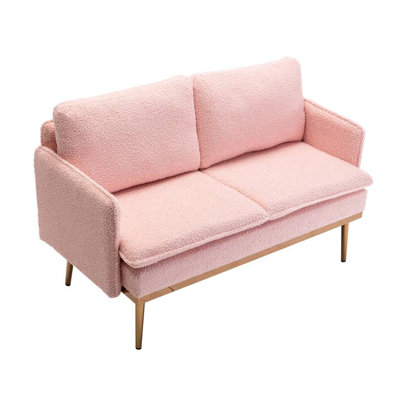 Polyester Upholstered Living Room loveseats sofa With Golden Legs