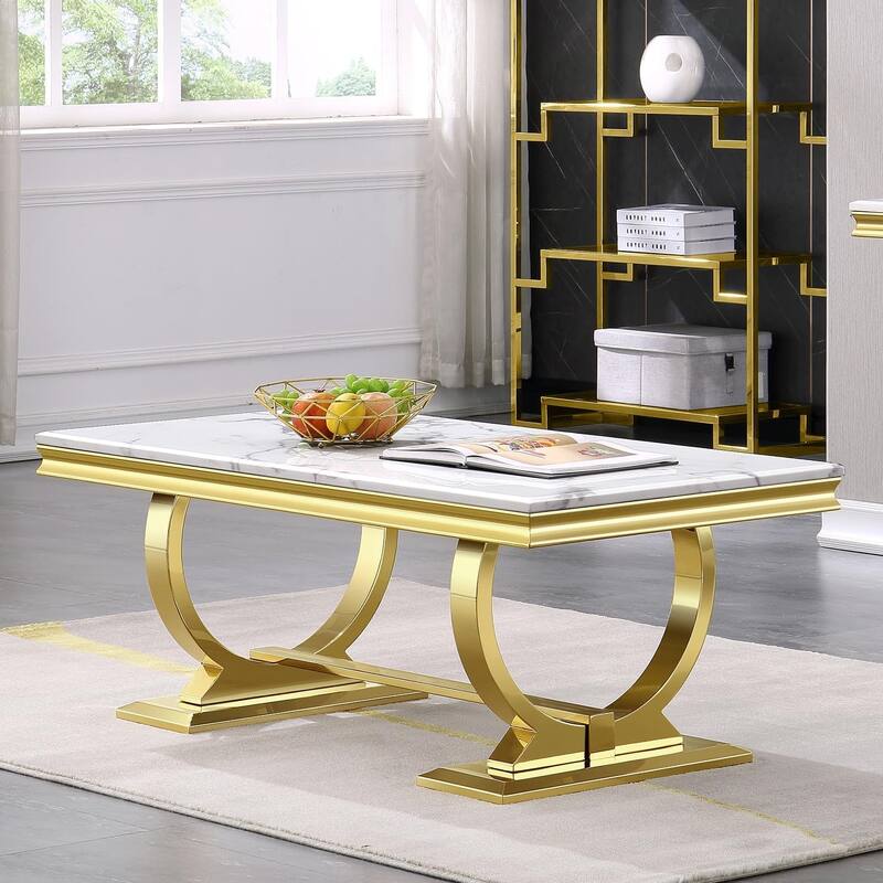 Luxury Circle Base Coffee Table 48 inches Rectangle Living Room Tea Table Sofa Coffee Table for Living Room