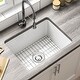 preview thumbnail 1 of 7, HOROW Undermount Kitchen Sink, 24" x 19" Dual Mount Large Fireclay Sink with Bottom Grid and Strainer Drain White