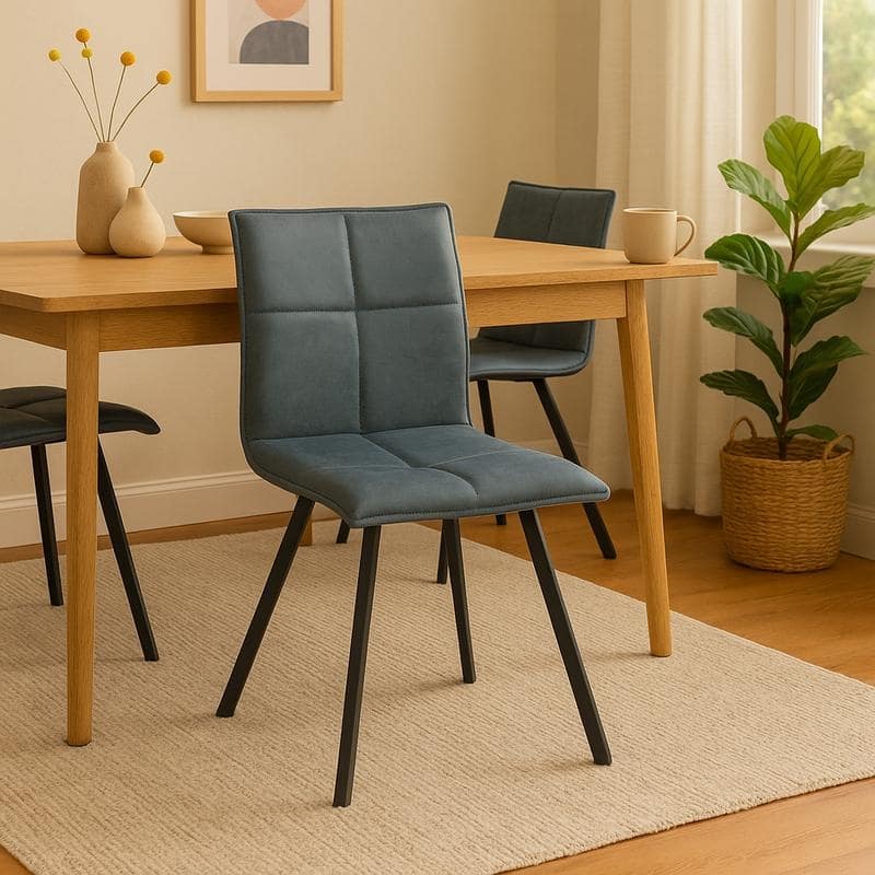 LeisureMod Wesley Contemporary Minimalist Leather Dining Chair - Sleek Metal Base Side Accent Chair for Home Kitchen Office
