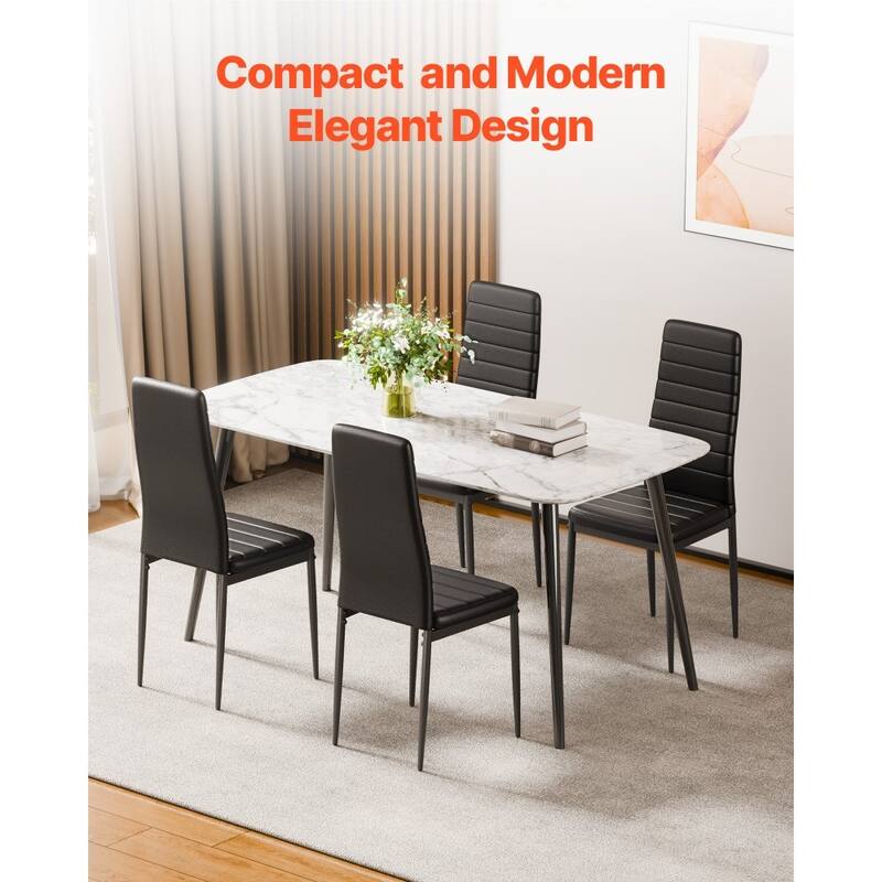 Metal PVC Leather Dining Chair Set Ergonomic Modern Seat