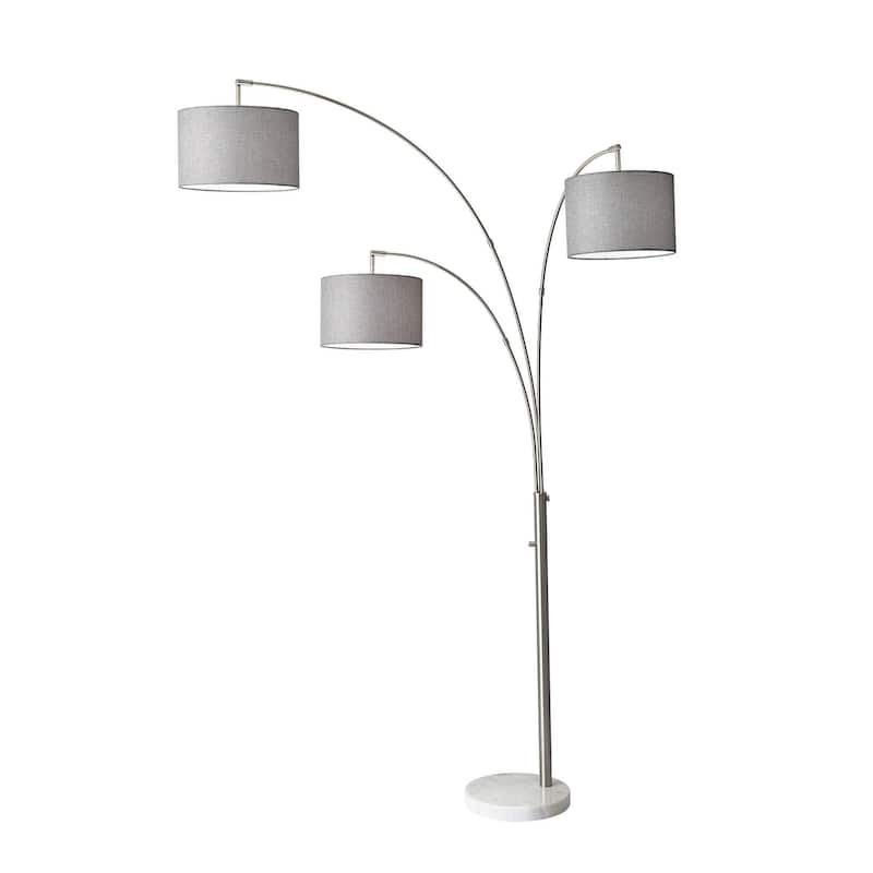 Adesso Bowery 3-Arm Arc Lamp - Brushed Steel
