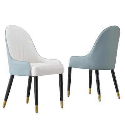 PU-Leather Chairs with Metal Legs & Backrest,Set of 2