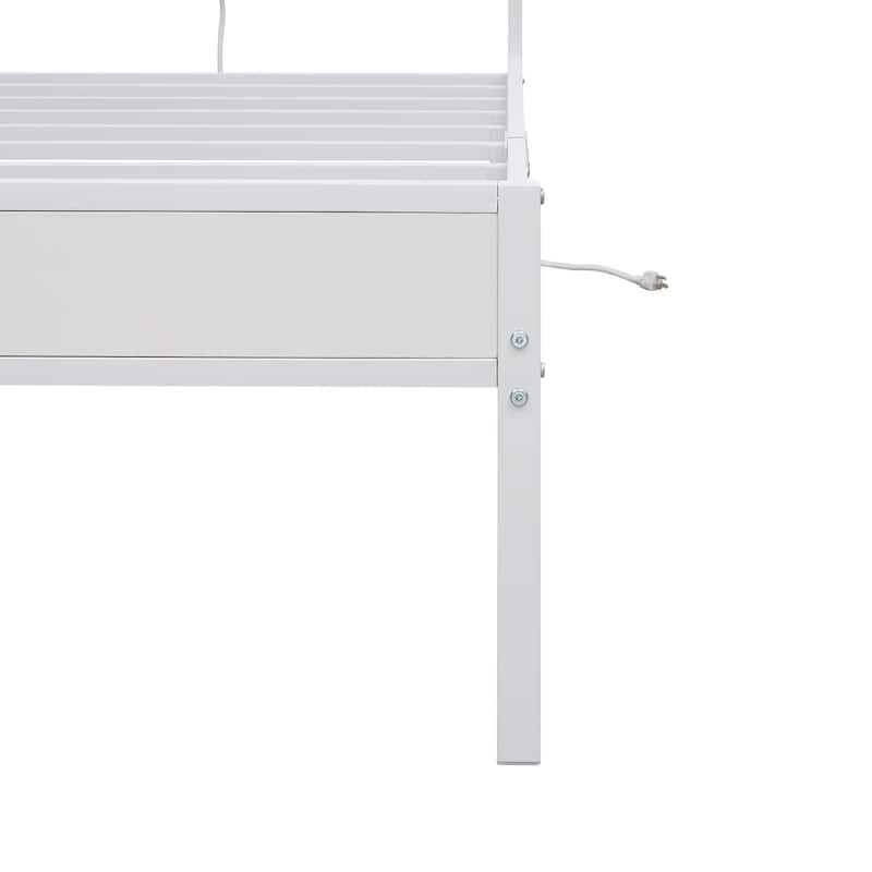 Twin Size Platform Bed Frame with LED & Charging Station, Noise Free