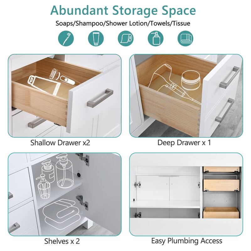 Nephelily 48" 60" 72" Uni-Vanity Bathroom Cabinet with Tall Drawer