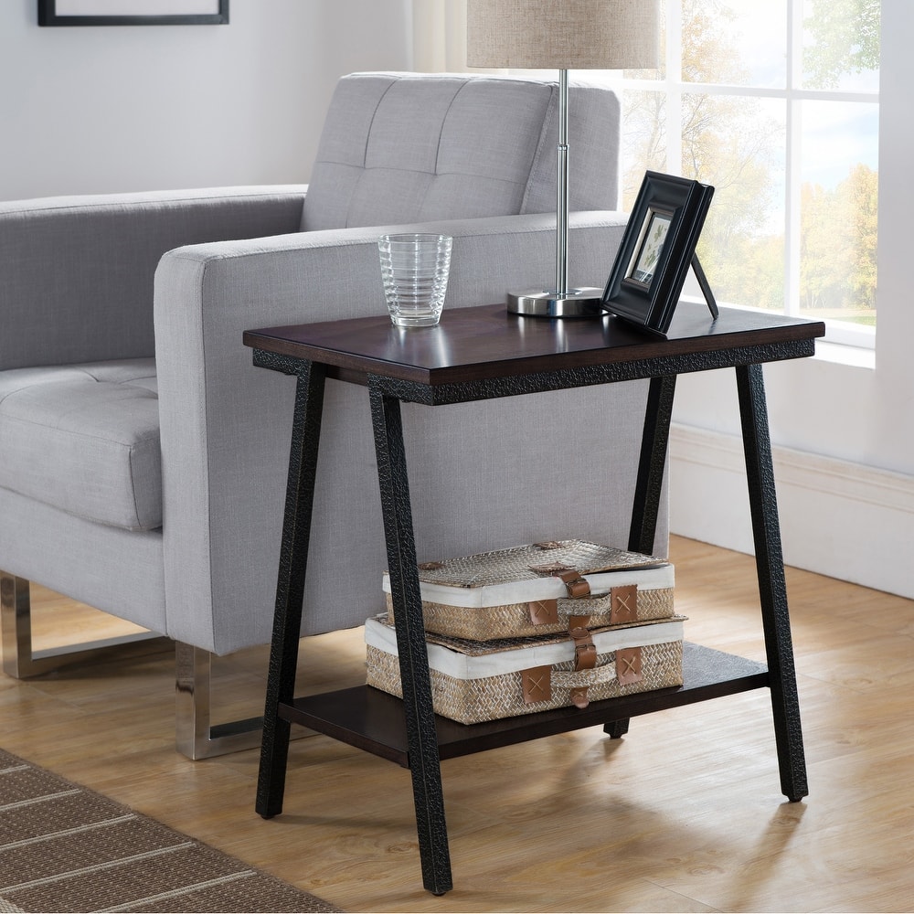 Leick Home Empiria Narrow Side Table with Shelf and Metal Frame