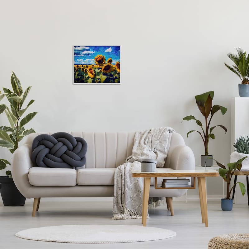 Stupell Sunflower Field & Clouds Framed Giclee Art Design By Gina Kelly