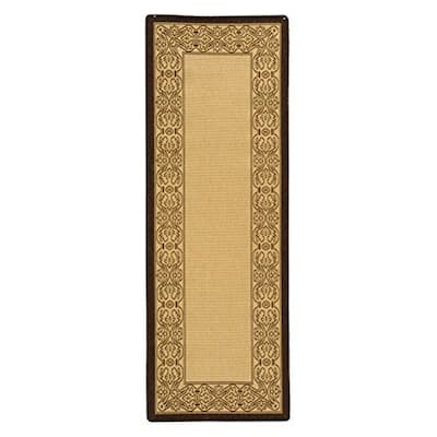 Durable Area Rug - 8x12 Natural Brown Indoor Outdoor Rug - Decorative Pattern Floor Covering for Home - 144 x 107
