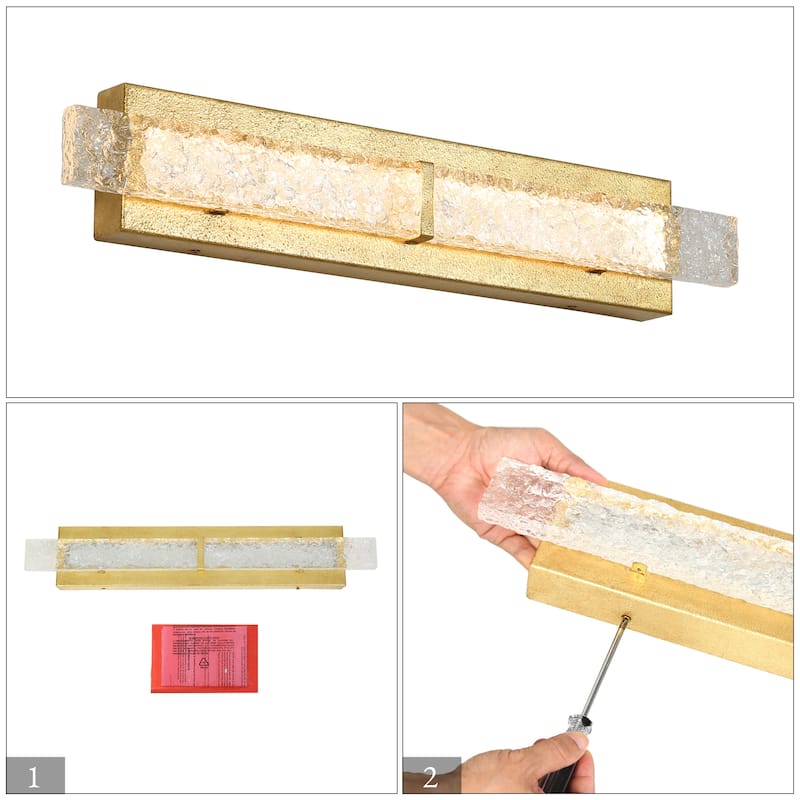 Modern Glam 1-Light LED Gold Wall Sconce Linear Vanity Lights - L24.2" x W4.3"