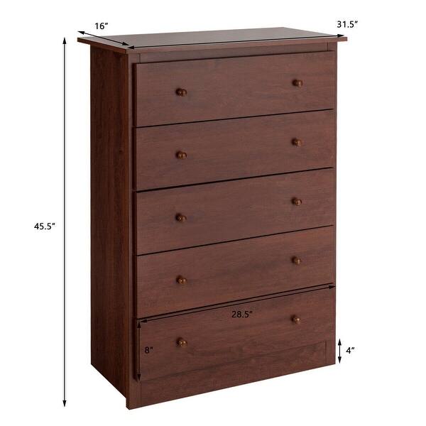 Shop 5 Drawer Chest Storage Dresser Wooden Clothes Organizer