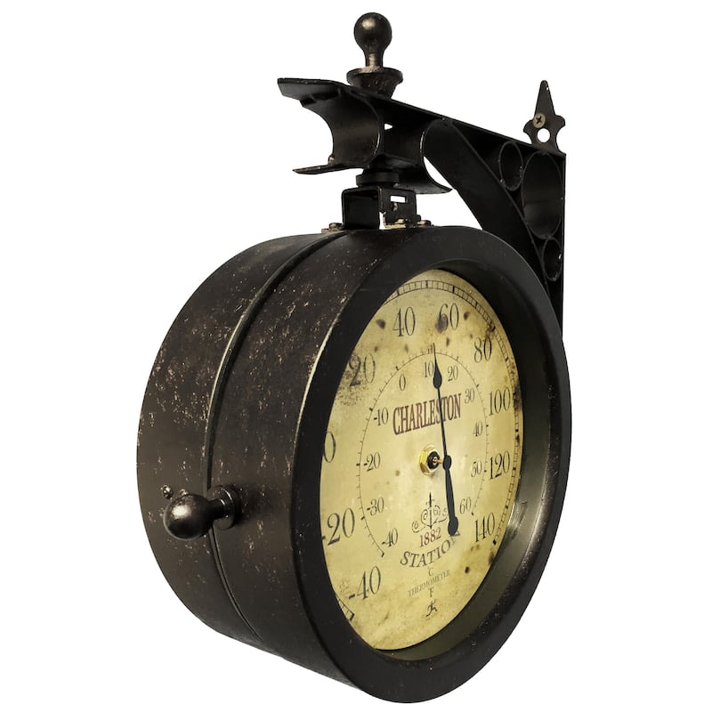 Charleston Indoor/Outdoor Wall Clock Thermometer - 12 x 3.5 x 11