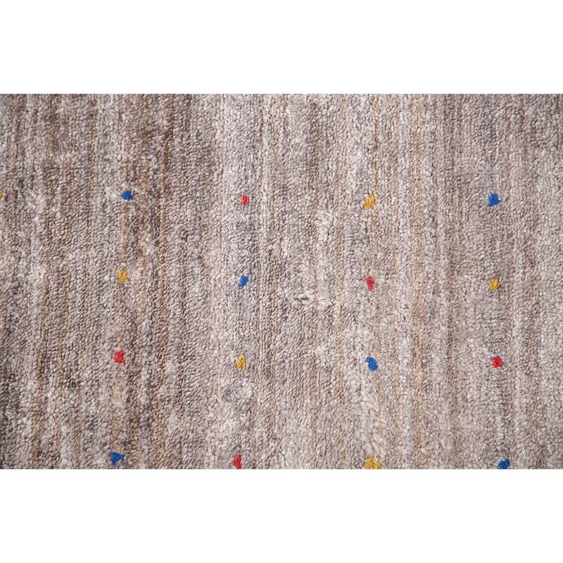Tribal Gabbeh Oriental Area Rug Handmade Silk Beige Carpet - 8'0" x 9'8"