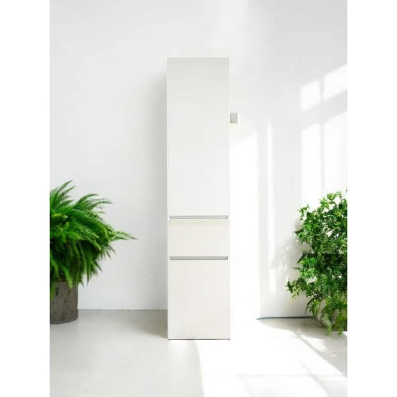 Ely Slim Closet Cabinet w Mirror, 1 Drawer, 71 Inch, White Melamine