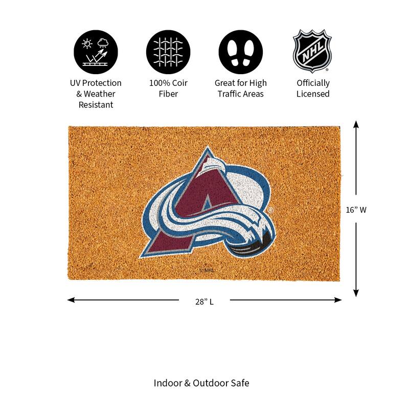 Coir Door Mat, 16"x 28", Colorado Avalanche - 28" x 16"