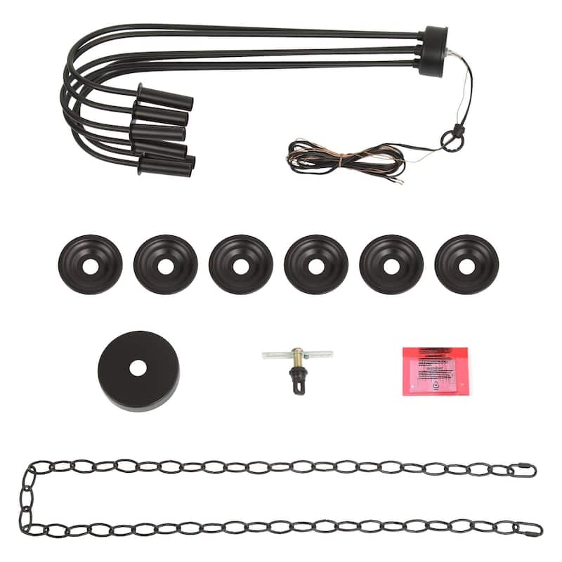 Rella Modern Farmhouse Chandelier 6-light Classic Candle Metal Dining Room Pendant - Light Gold - D28" x H24"