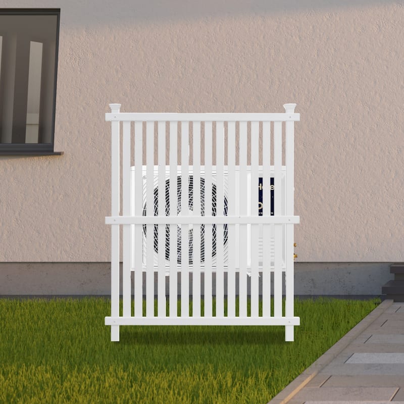 Privacy Screen Panels Kit Air Conditioner Trash Can Enclosure Vinyl White Color