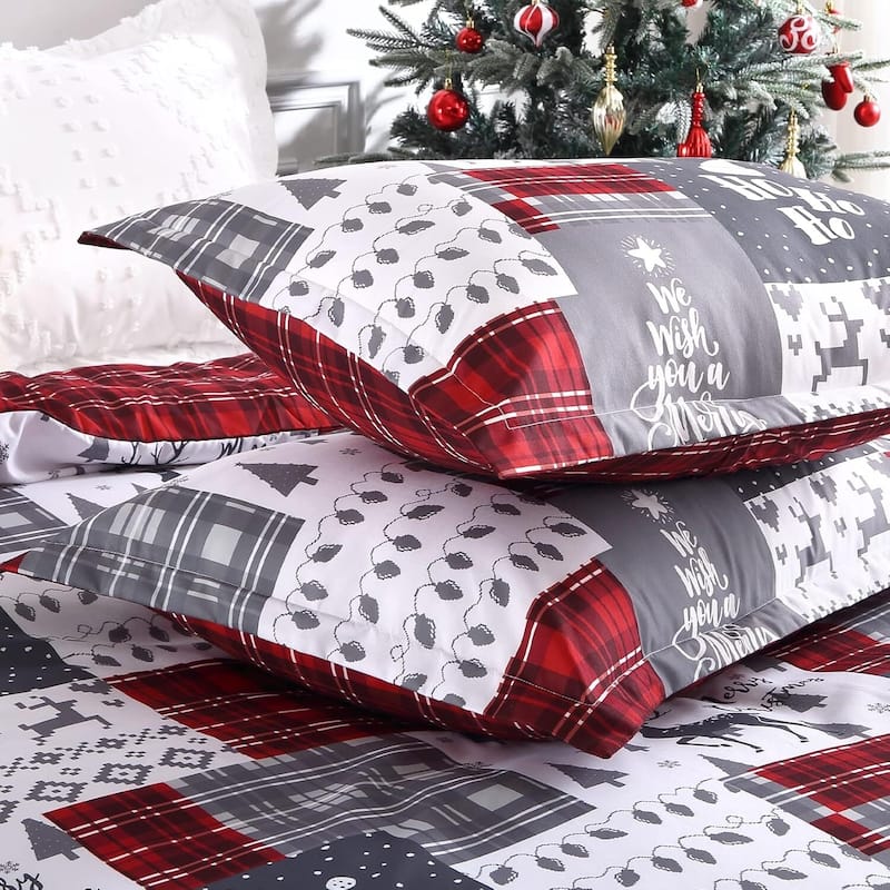 Christmas Plaid Duvet Cover and Pillow Shams Set, Bedding Set