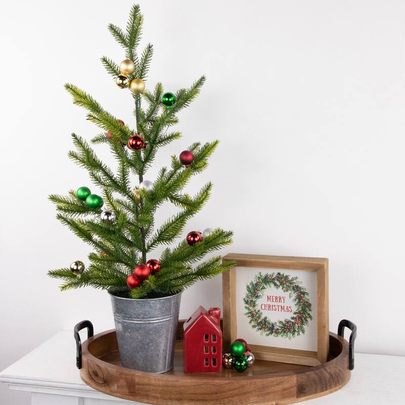 Shatterproof Ball Ornament Christmas Pick - 6.75" - Traditional Colors