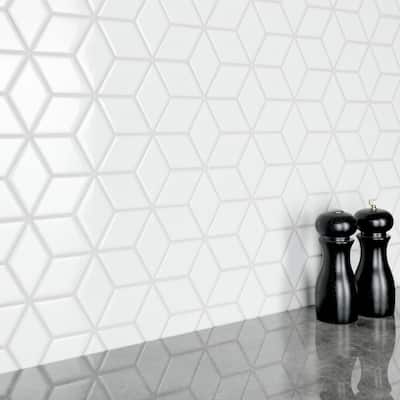 Merola Tile Metro Rhombus Glossy White 10-1/2" x 12-1/8" Porcelain Floor and Wall Tile