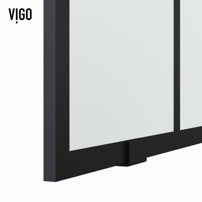 VIGO Elan 56" to 60" W x 74" H Frameless Sliding Shower Door in Matte Black