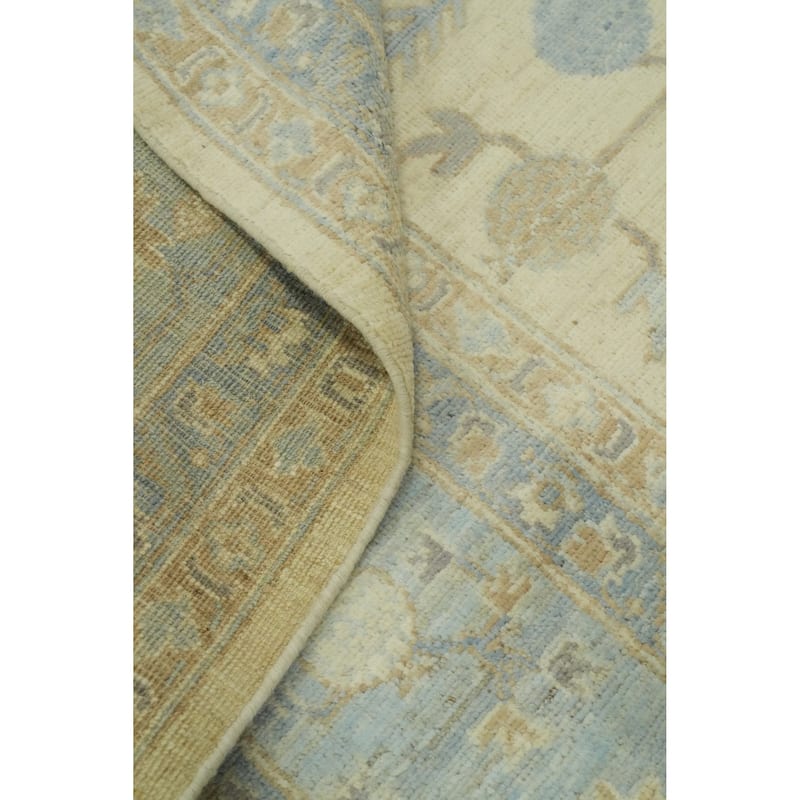 Vegetable Dye Wool Oushak Turkish Area Rug, Floral Geometric Carpet - 9' 8'' X 8' 0''