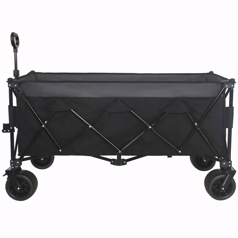 Heavy-Duty Foldable Utility Wagon - 480lbs Capacity, Patented Ultra-Stable Frame - Black
