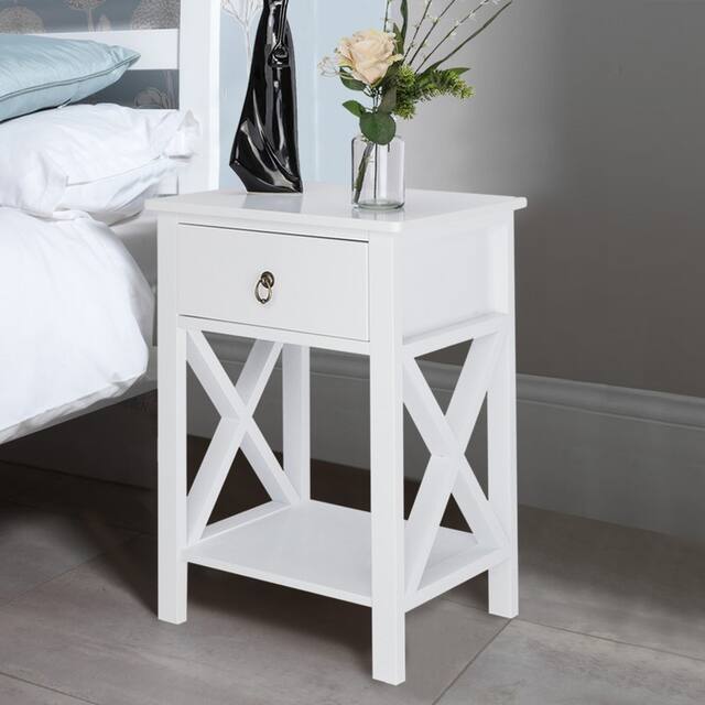 21.6" Simple Bedroom Bedside Table With Drawer
