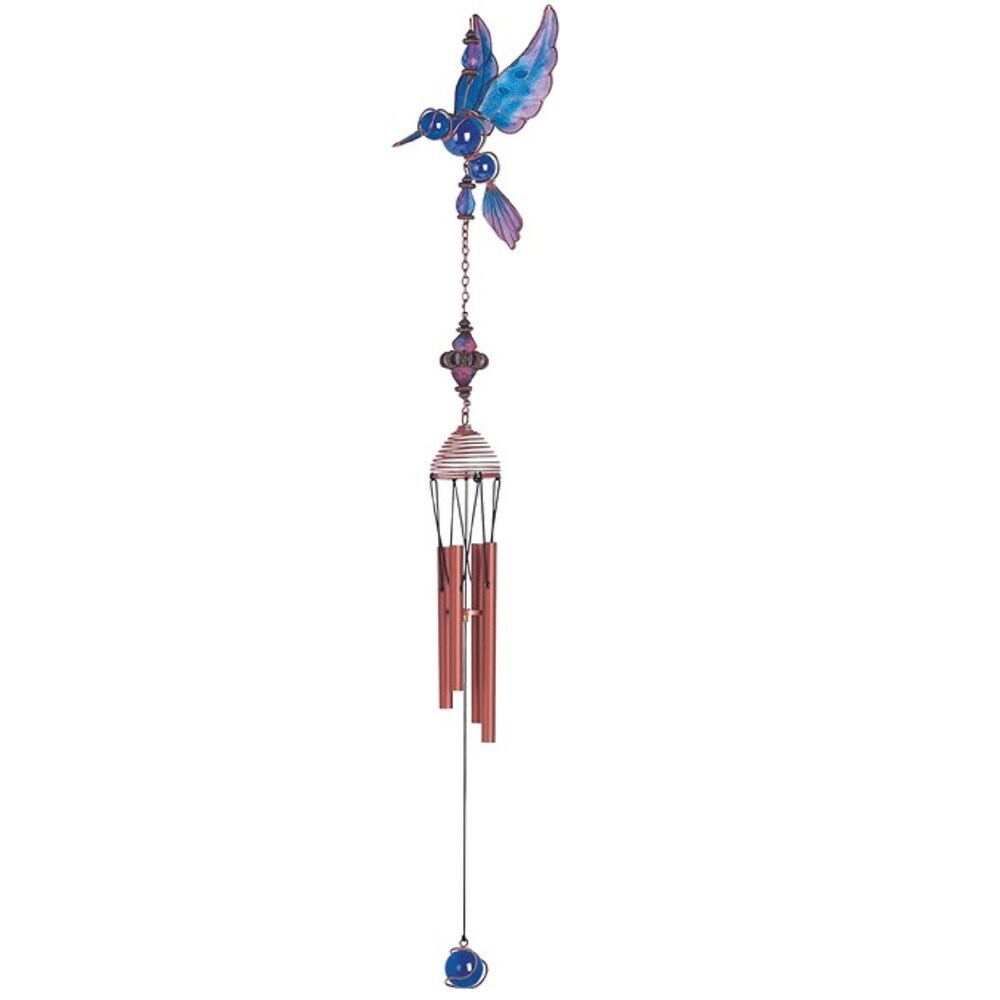 Lbk Furniture Copper And Gem 23" Hummingbird Wind Chime Indoor And Outdoor Hanging Decoration Garden Patio Porch