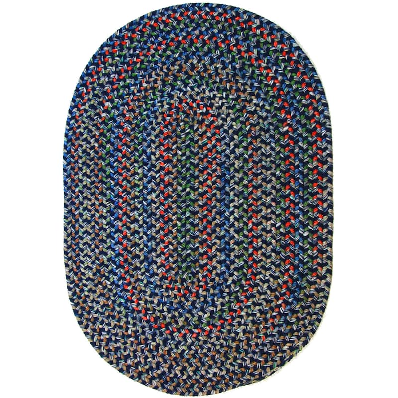 Rhody Rug Katie Indoor/ Outdoor Braided Area Rug - Navy - 7' x 9' Oval