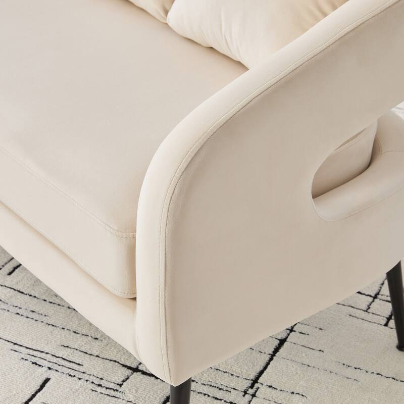 Roomfitters Velvet Loveseat, Modern Open Back 2-Seater Sofa with 3 Pillows and Metal Legs for Small Living Room or Bedroom
