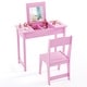 preview thumbnail 2 of 18, Gymax Kids Vanity Table & Chair Set 2-in-1 Princess Makeup Dressing Pink