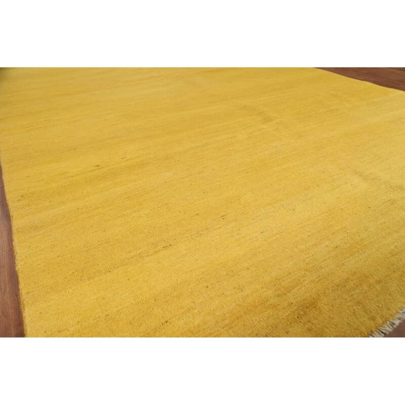 Modern Yellow Gabbeh Oriental Area Rug Tribal Hand-Knotted Wool Carpet - 6'6" x 9'6"