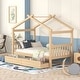 preview thumbnail 4 of 46, Roomfitters Twin Size Wooden House Bed with Storage, Functional and Stylish Sleeping Solution with Built-In Compartments Natural