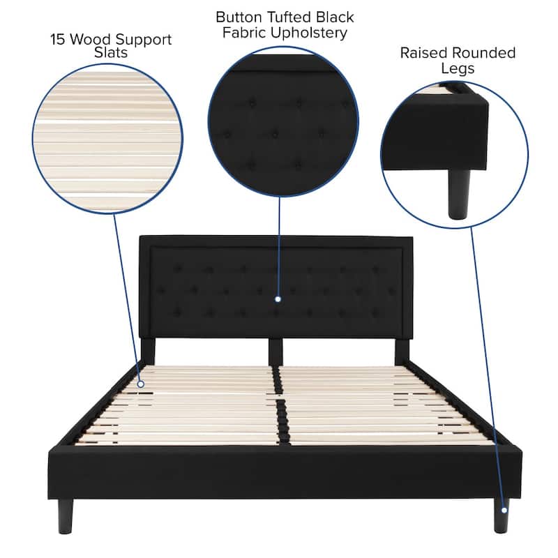 Panel Tufted Upholstered Platform Bed