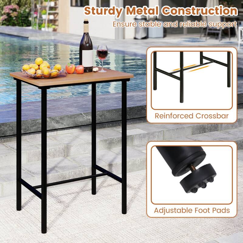 Costway 3 PCS Acacia Wood Patio Bar Set, Outdoor Bar Height with Metal - See Details