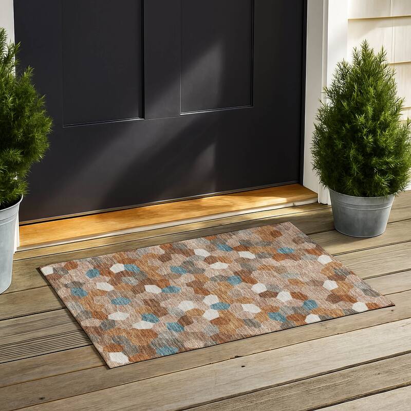 Machine Washable Indoor/ Outdoor Modern Loyd Chantille Rug - Paprika - 1'8" x 2'6"