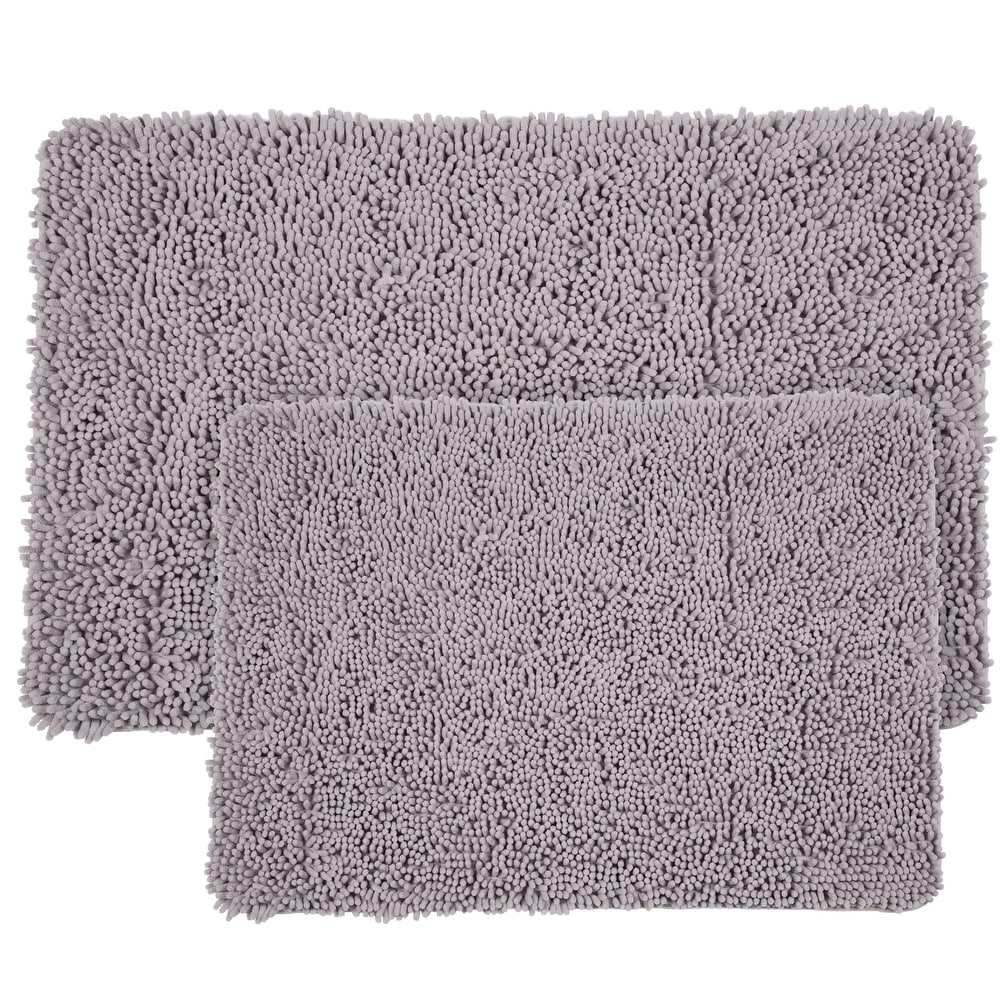 American Soft Linen 21x32 inch Fluffy Foamed Non-Slip Bath Rug Gray