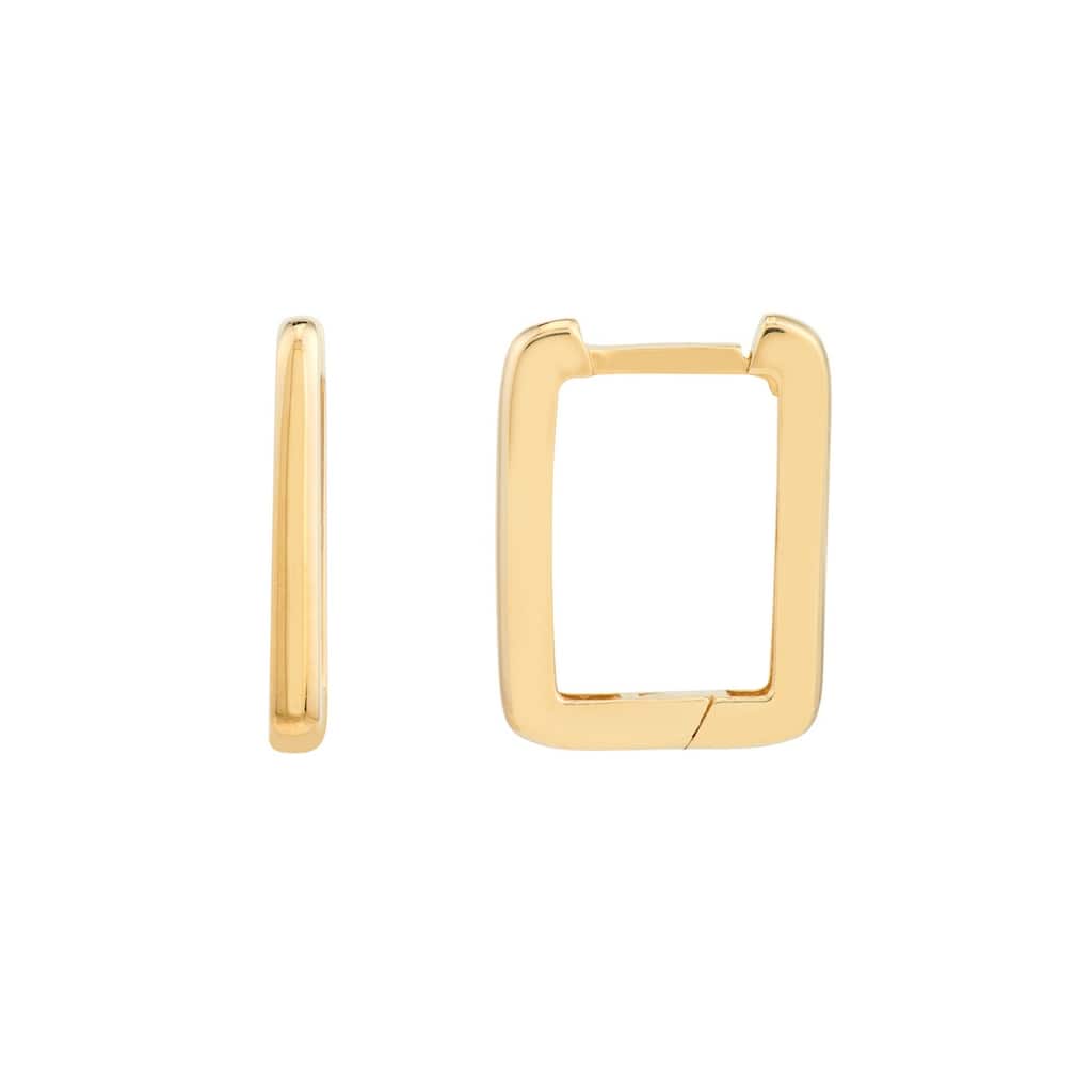 Curata 14k Yellow Gold 15x2mm Square Frame Hinged Hoop Earrings
