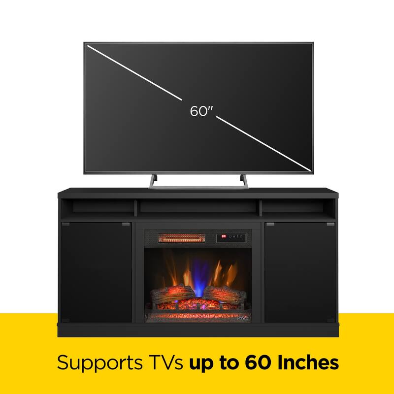 duraflame® Electric Fireplace TV Stand with Modern LED Accent Lighting and Remote, Black