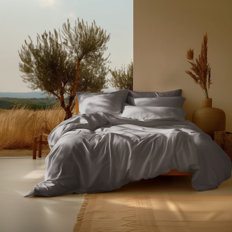 Sleep & Beyond Organic Cotton Sateen Sheet Set Steel Grey