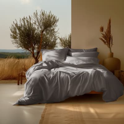 Sleep & Beyond Organic Cotton Sateen Sheet Set Steel Grey