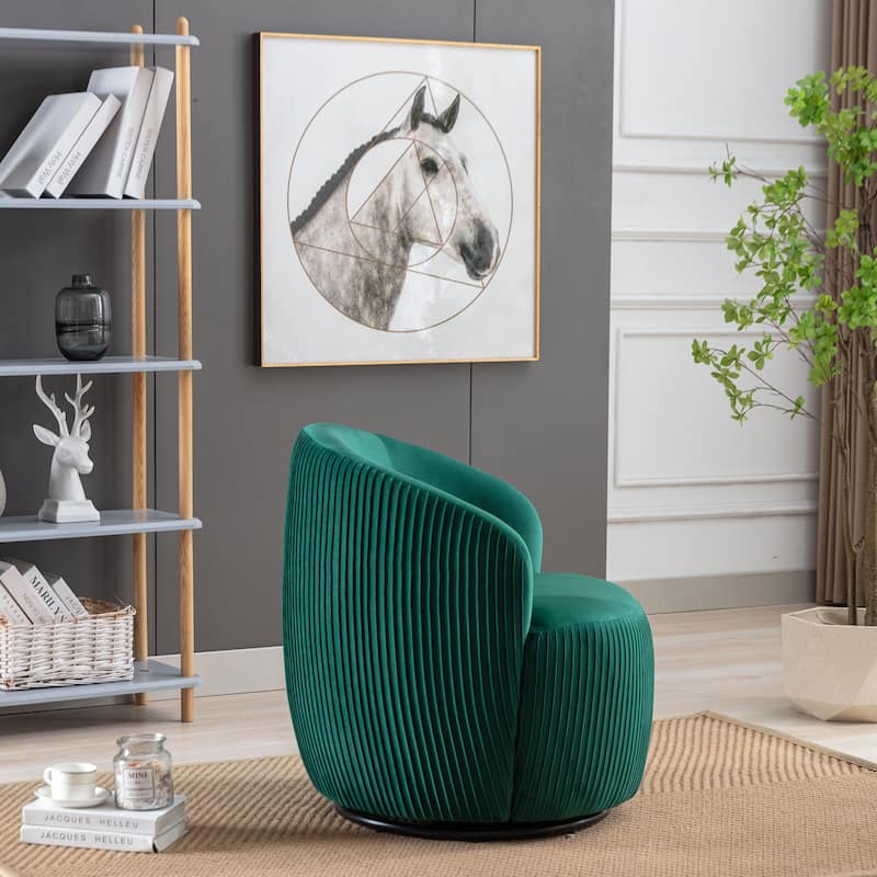 Ouyessir Accent Upholstered Round Velvet 360 Degree Swivel Sofa Chairs