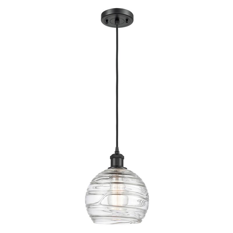 Innovations Lighting Ballston Athens Deco Swirl - 1 Light 8" Cord Hung Mini Pendant - Matte Black