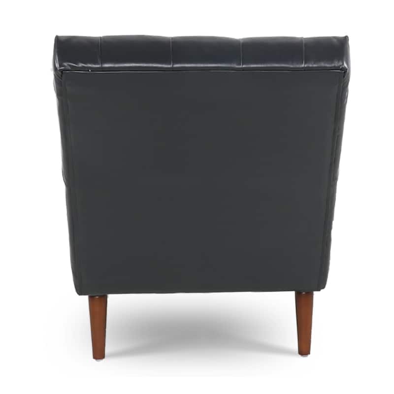 Black 25.39" PU Upholstered Buttons Tufted Chaise Lounge Chair