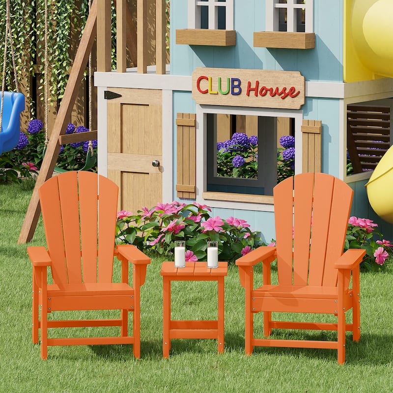 Laguna Kids Outdoor Poly Adirondack Chair With Side Table 3-Piece Set