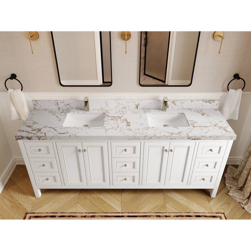 Willow Collections 84 in. W x 22 in. D Nashville Double Bowl Sink Bathroom Vanity with Countertop