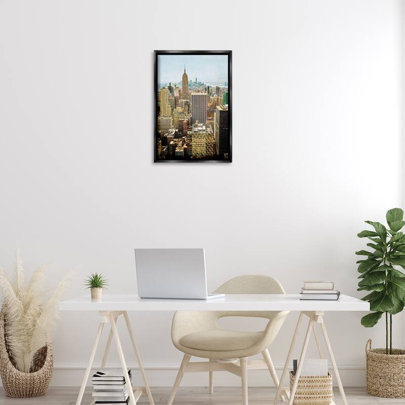 Stupell Overlooking Cityscape Buildings Framed Floater Canvas Wall Art Design By Seven Trees Design