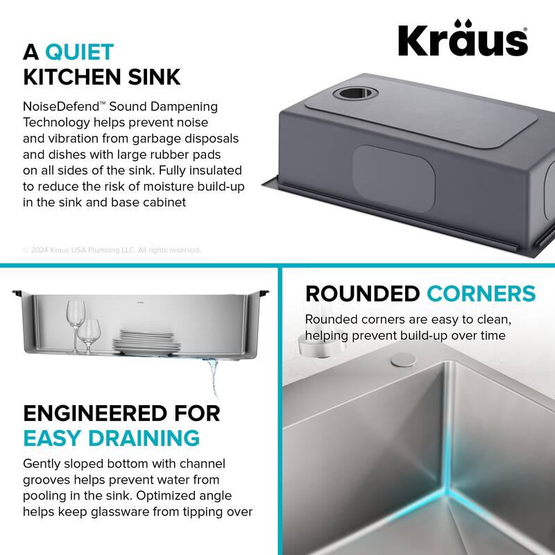 KRAUS Fairlane Drop In Top Mount 18 Gauge Stainless Steel Kitchen Sink