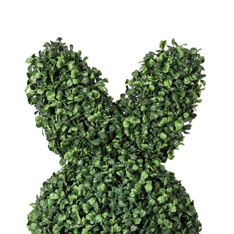 39"/3.25' Artificial Bunny Shaped Topiary Tree With Classic Planter Pot Rabbit Bowknot Faux